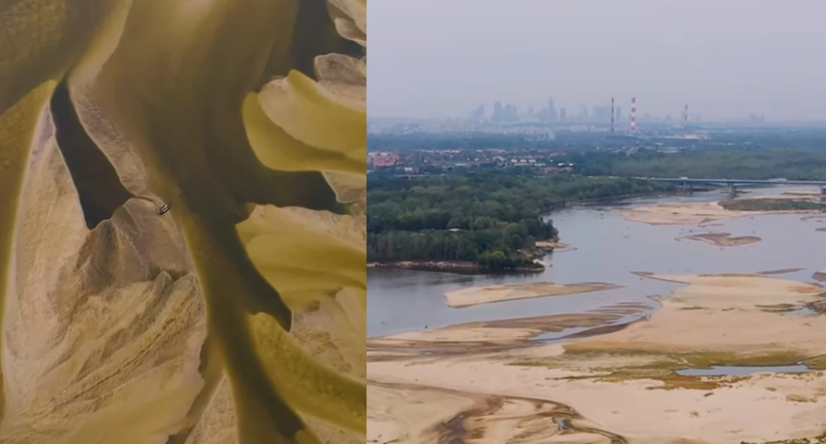 Rekordowo niski stan wody w Wiśle w Warszawie. IMGW wydał ostrzeżenie przed suszą 