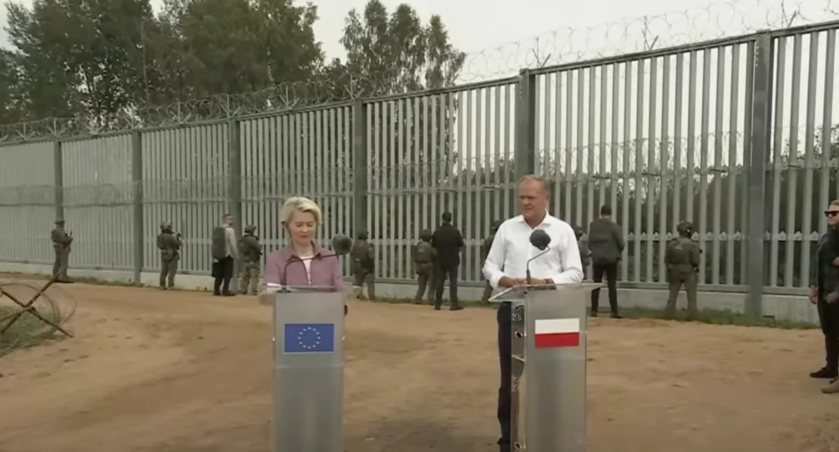 Ursula von der Leyen w Polsce spotkała się Donaldem Tuskiem na granicy Polski i Białorusi 