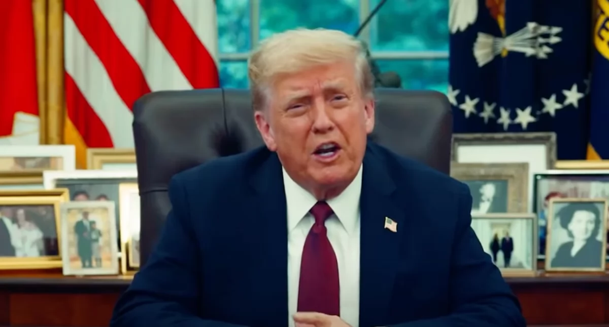 Prezydent USA Donald Trump podczas wystąpienia telewizyjnego 