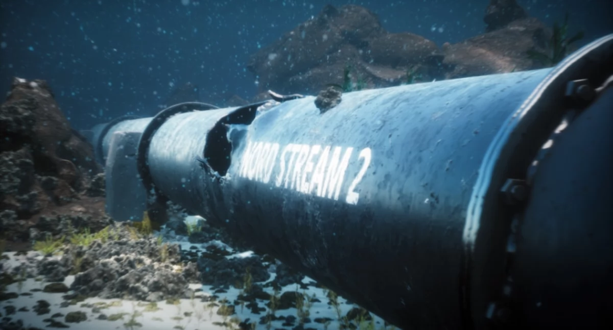 Fragment gazociągu Nord Stream, który został wysadzony w 2022 roku