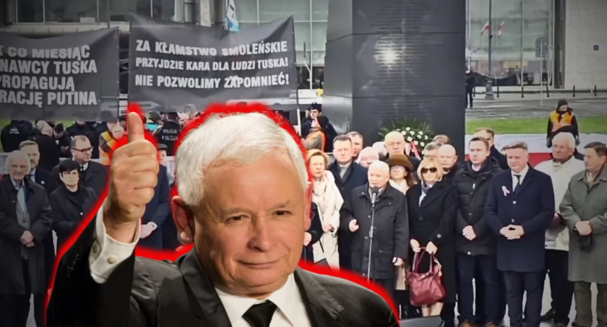 Jarosław Kaczyński przemawia podczas miesięcznicy smoleńskiej uderzając w rząd Donalda Tuska