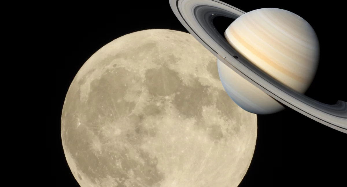 Zdjęcie koniunkcja Księżyca i Saturna