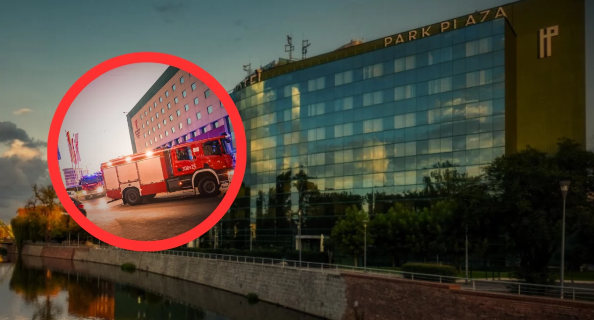 Pożar w hotelu przy HP Park Plaza ul. Drobnera we Wrocławiu