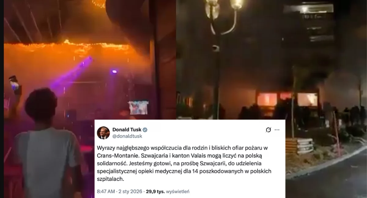 Donald Tusk o pożarze w Alpach: Polska solidarna ze Szwajcarią