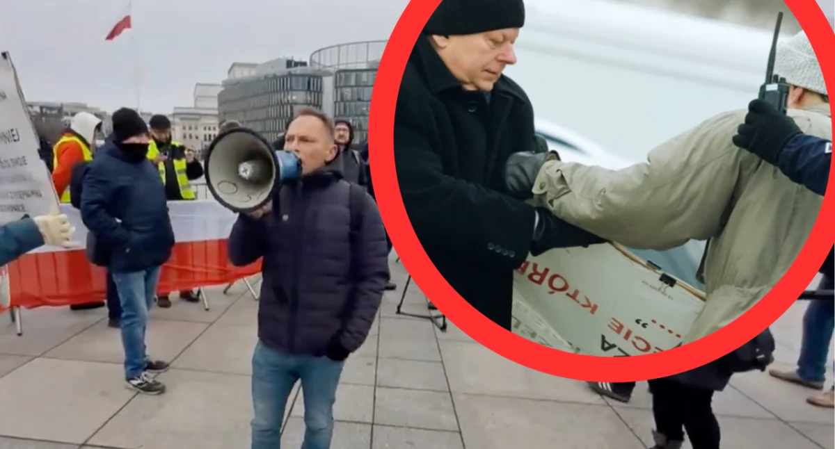 Macierewicz i Suski na miesięcznicy smoleńskiej zaatakowali protestującego
