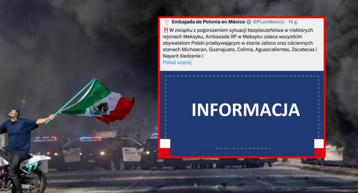 Fala przemocy w Meksyku po operacji wojskowej przeciw kartelowi CJNG. Blokady dróg, podpalenia i apel do turystów z Polski