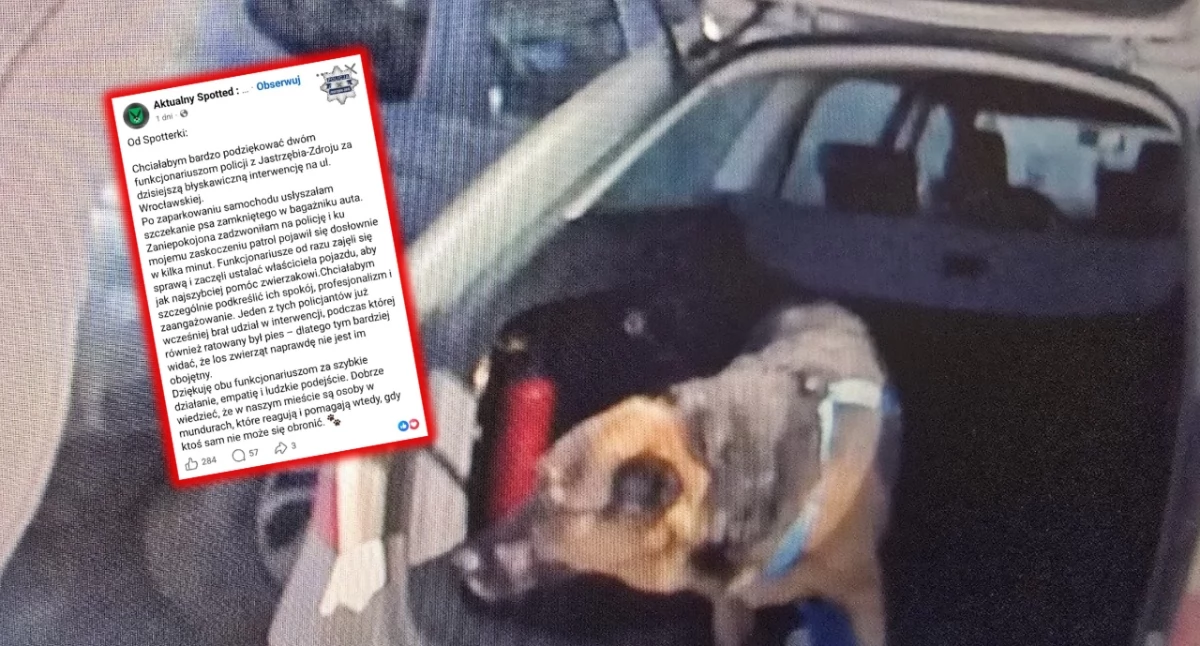 Polska, Interwencja policji Jastrzębiu Zdroju zamknięty samochodzie uratowany ostatniej chwili - zdjęcie, fotografia