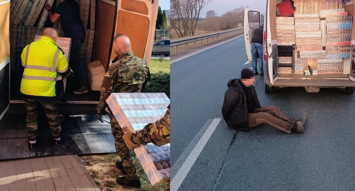 Służby KAS i Straży Granicznej przejęli transport z nielegalnymi papierosami
