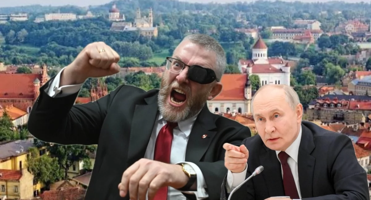 Grzegorz Braun podczas wystąpienia w Wilnie i Parady Polskości