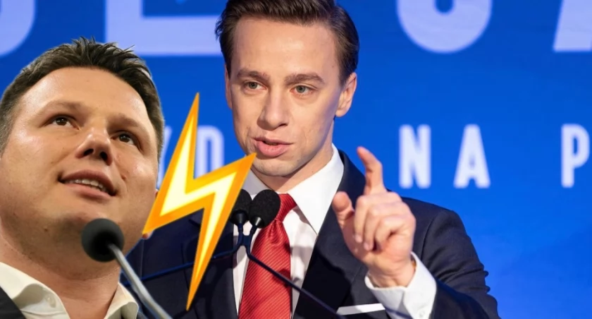 Krzysztof Bosak i Sławomir Mentzen podczas obrad Sejmu. W Konfederacji narasta konflikt po kontrowersyjnych słowach lidera Nowej Nadziei o gen. Wiesławie Kukule.