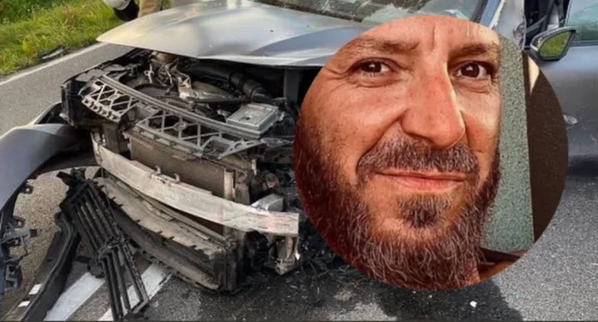 Miejsce śmiertelnego wypadku drogowego pod Barczewem w 2021 roku — zderzenie mercedesa z audi 80, w którym zginęły dwie kobiety
