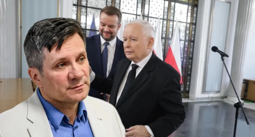Rafał Bochenek, rzecznik Prawa i Sprawiedliwości, podczas konferencji prasowej – komentarz w sprawie Jacka Włosowicza i Zbigniewa Ziobry, 2026