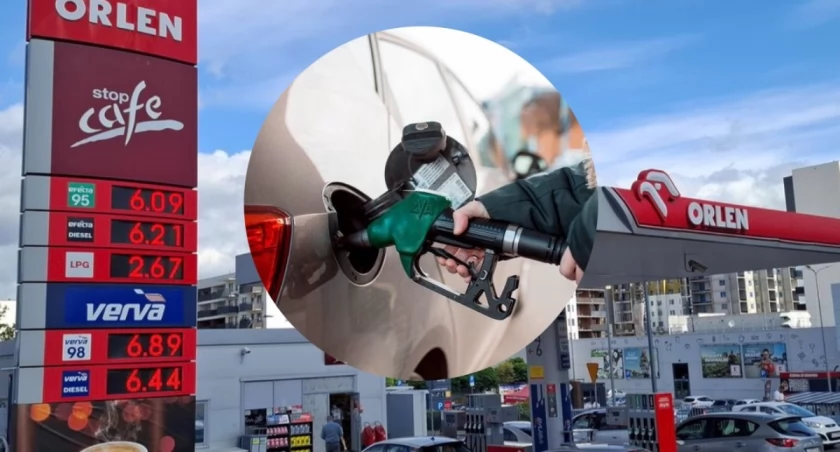 Dystrybutor na stacji paliw w Polsce – aktualne ceny benzyny bezołowiowej 95 i oleju napędowego diesel po korekcie Orlenu, maj 2026