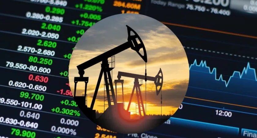 Wykres cen ropy naftowej WTI Brent spadek — giełda NYMEX ICE notowania surowców