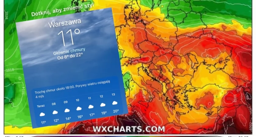 Mapa pogody Polski na weekend 30 i 31 maja 2026 roku prognoza Instytutu Meteorologii i Gospodarki Wodnej piątek temperatura 15 do 26 stopni Celsjusza sobota burze i porywy wiatru do 90 kilometrów na godzinę w Sudetach