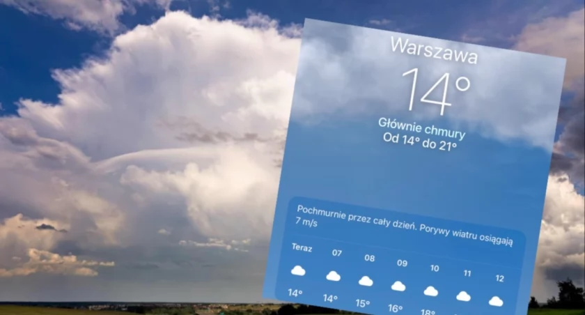 Mapa pogody Polski na niedzielę pierwszego czerwca i poniedziałek drugiego czerwca 2026 roku prognoza Instytutu Meteorologii i Gospodarki Wodnej burze na północnym wschodzie i południu temperatura do 24 stopni Celsjusza