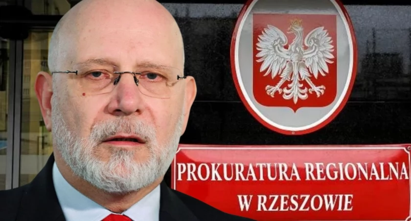 Zdjęcie Macieja Ś. i budynku prokuratury regionalnej w Rzeszowie prowadzącej śledztwo ws. Polskiej Fundacji Narodowej