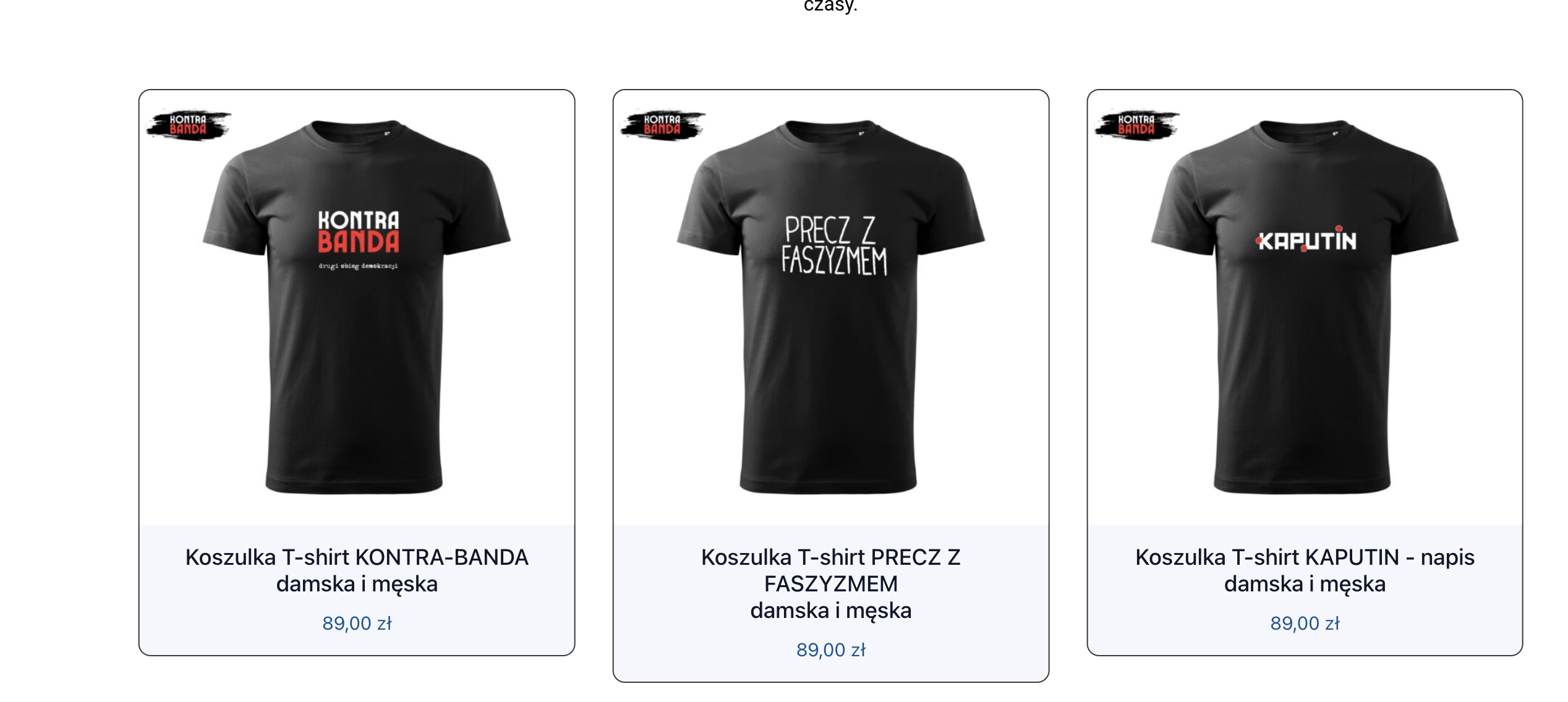 Koszulki z asortymentu sklepu kontra-banda.pl Zbigniewa Komosy