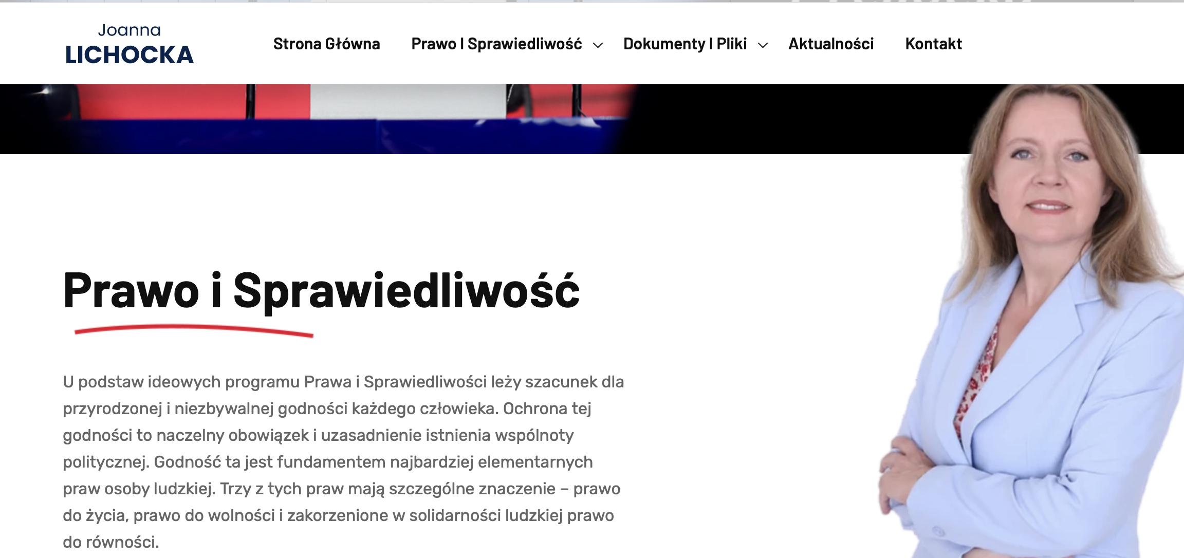Kadr ze strony internetowej posłanki Joanny Lichockiej z PiS