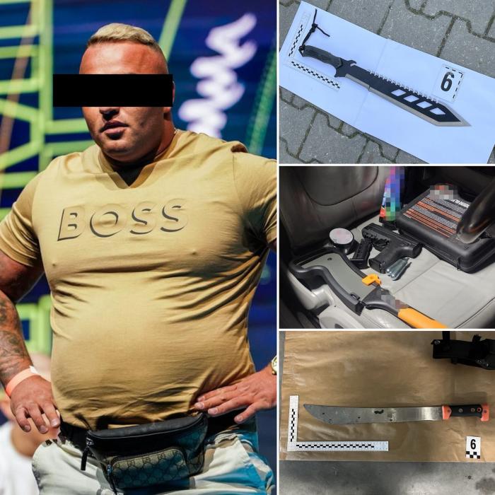 Denis Załęcki zatrzymany w Toruniu. Policja zabezpieczyła maczety i broń 